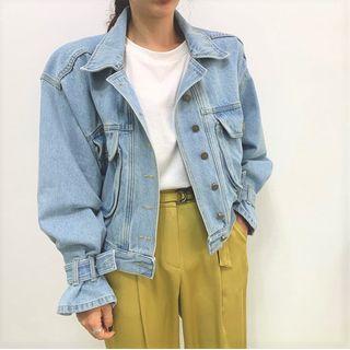 Button Denim Jacket Light Blue - One Size