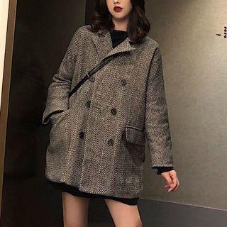 Double Breast Woolen Blazer As Shown In Figure - One Size