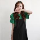 Shirred-sleeve Cotton T-shirt
