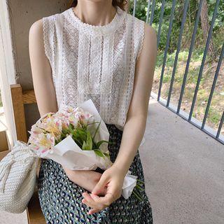 Sleeveless See-through Lace Top