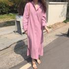 Long-sleeve Plain Maxi Shirtdress