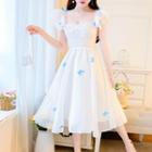 Flutter Sleeve Square Neck Butterfly A-line Dress