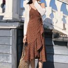 V-neck Floral Spaghetti Strap Dress / Open-front Jacket