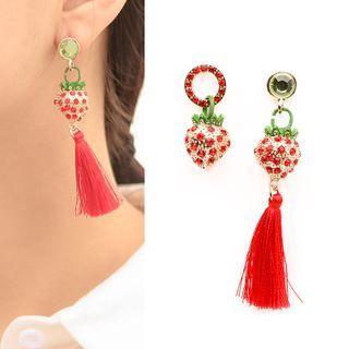 Asymmetrical Strawberry Drop Earring