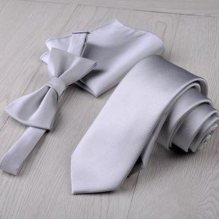 Set: Plain Neck Tie + Bow Tie + Pocket Square