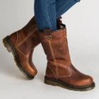 Fleece Line Faux Leather Mid Calf Boots