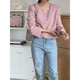 Square-neck Flap-front Jacket