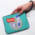 Faux-leather Printed Pouch