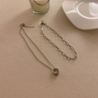 Pendant Layered Alloy Necklace Silver - One Size