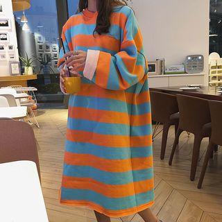 Long-sleeve Midi Striped Sweatshirt Dress