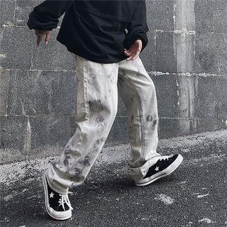 Tie-dye Washed Straight Leg Jeans