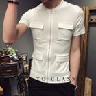 Pocketed Zip Front Short Sleeve T-shirt