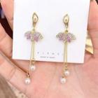 Faux Pearl Rhinestone Ballet Dancer Fringed Earring 1 Pair - As Shown In Figure - One Size