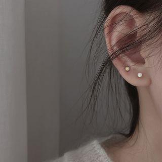 925 Sterling Silver Iridescent Bead Stud Earring 1 Pair - As Shown In Figure - One Size