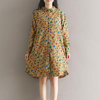 Leaf Print Shirtdress