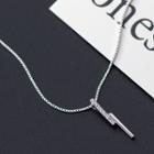 Rhinestone Rod Necklace Necklace - S925 Silver - Silver - One Size
