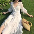 Bell-sleeve Lace Long Chiffon Light Jacket