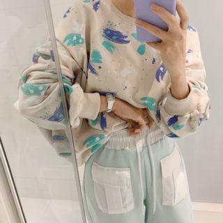 Paint-pattern Oversized Sweatshirt
