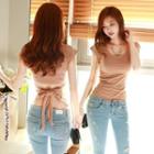 Tie-back Cap-sleeve T-shirt