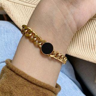 Stainless Steel Chunky Chain Bracelet E154 - Gold - One Size