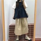 Plain Short-sleeve Shirt / Loose-fit Vest / A-line Skirt