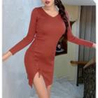 Long-sleeve Fitted Knit Dress