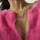 Set Of 3: Crescent Choker + Chain Necklace 2804 - Set Of 3 - Gold - One Size