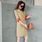 Elbow-sleeve Embroidery Trench Coat
