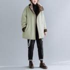Color-block Padded Coat Light Green - One Size