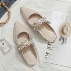 Pointy Tweed Strap Mules
