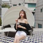 Off-shoulder Short-sleeve Cotton Top