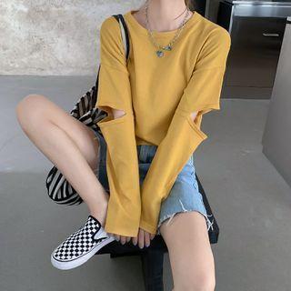 Long Sleeve Cutout Cropped Top