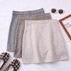 Leopard-print Wool Mini Skirt