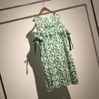 Leaf Print Cold Shoulder Sundress