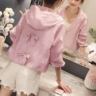 Plain Bow-back Zip-up Hoodie