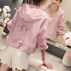 Plain Bow-back Zip-up Hoodie