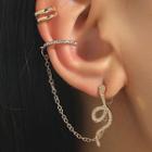Set: Rhinestone Snake Chain Ear Cuff + Layered Ear Cuff
