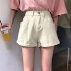 High-waist Plain Denim Short