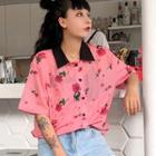 Short-sleeve Rose Print Shirt
