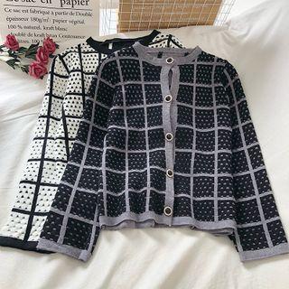 Checked Buttoned Cardigan