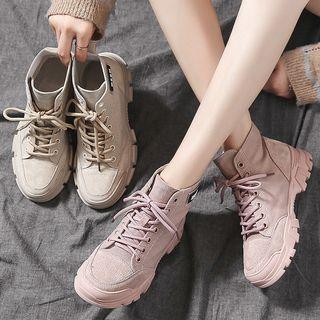 Lace-up Canvas Platform Short Boots