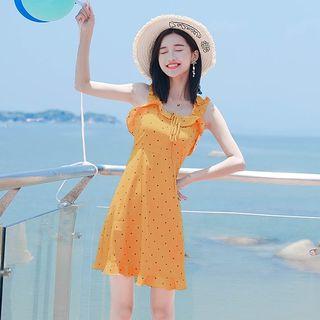 Sleeveless Dotted Mini A-line Dress