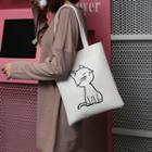 Faux-leather Cat Printed Shopper Bag