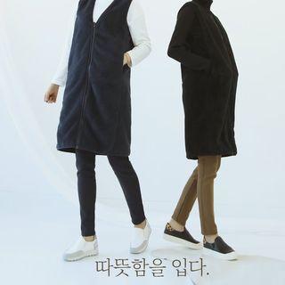 V-neck Fleece Long Vest