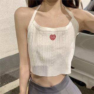 Halter-neck Heart Knit Camisole Top