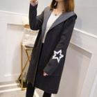 Star Embroidered Hooded Long Cardigan