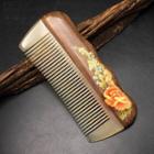 Floral Print Wooden & Horn Hair Comb Brown - One Size