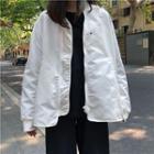 Plain Zip Jacket White - One Size