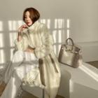 High-neck Eco-fur Coat With Sash