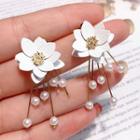 Alloy Flower Faux Pearl Fringed Earring 1 Pair - As Shown In Figure - One Size